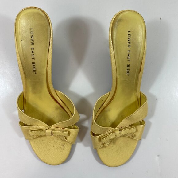 Womens Lower East Side Yellow Bow Slip-On Sandal Heels 2.5" Heel Spring Size 10 - Picture 5 of 11